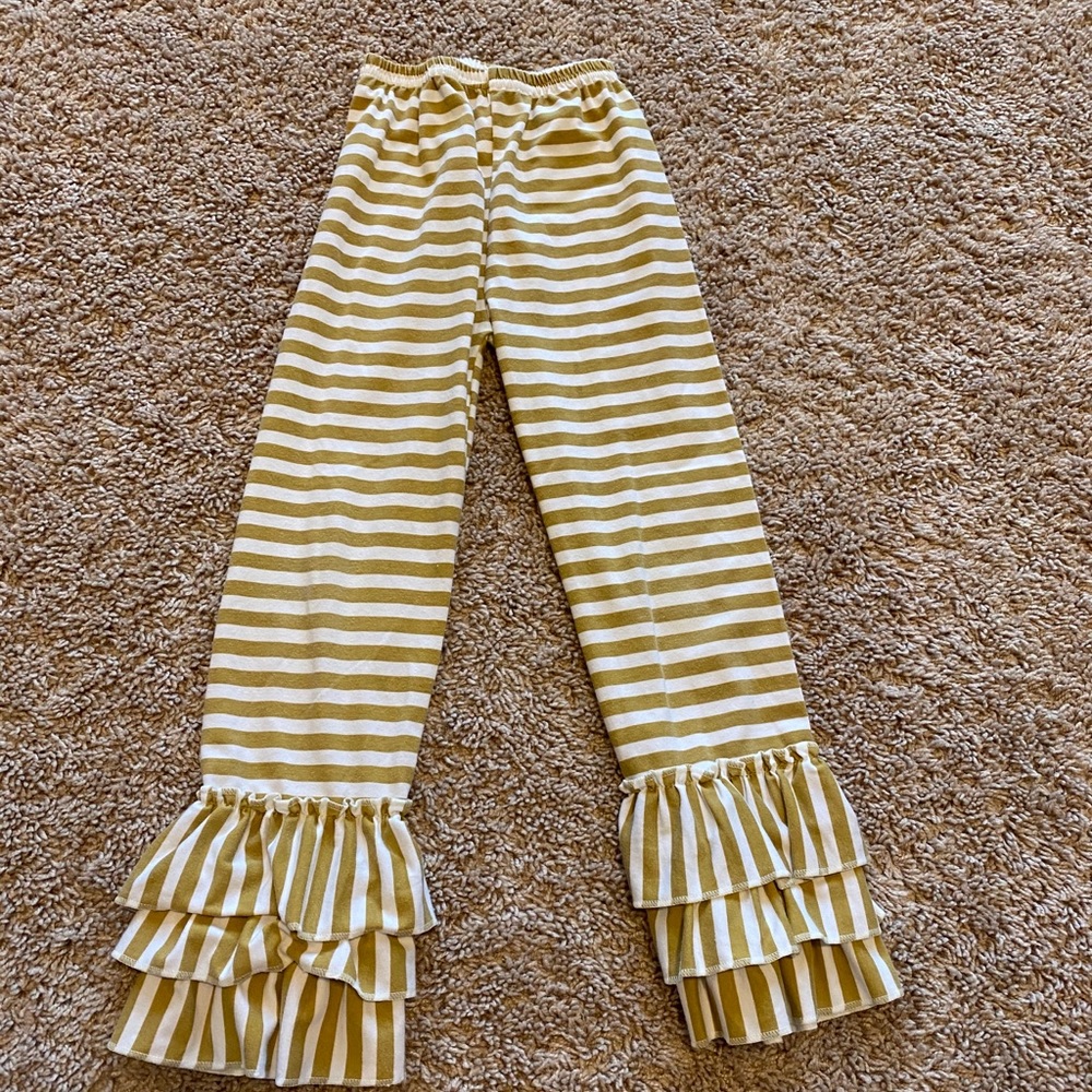 Gold and White stripped ruffled pants